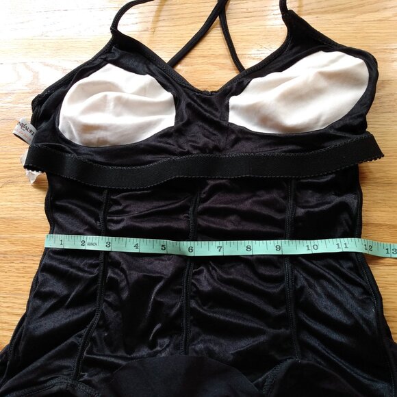 Vintage YSL Swimsuit Sz 14 Yves Saint Laurent Black Ruched 1 Piece Bathing Suit - Picture 15 of 16